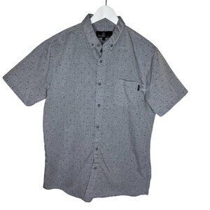 Molokai Gray Printed Short Sleeve Button Up Shirt, Casual Wear, Size Large